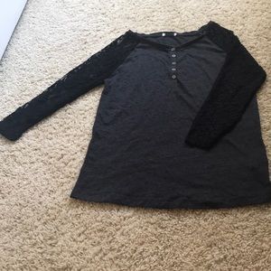 Lace sleeve baseball style tshirt